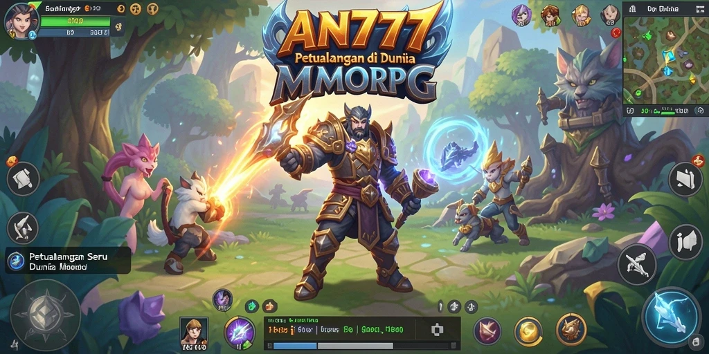 Tangkapan layar gameplay AN777 menunjukkan aksi seru dalam pertempuran MMORPG.