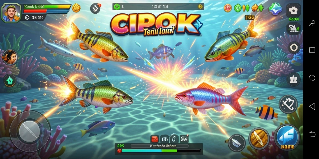 Tampilan gameplay yang seru dalam game Tembak Ikan CIPOK.