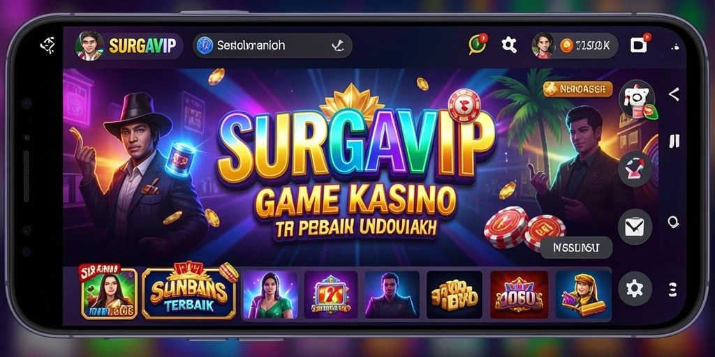 Screenshot utama menunjukkan gameplay seru dari SURGAVIP.