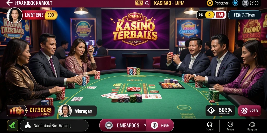 Tampilan gameplay V07 yang menarik dengan dealer dan permainan kasino secara langsung.